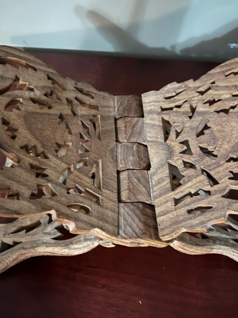 Vintage hand-carved, folding wooden book